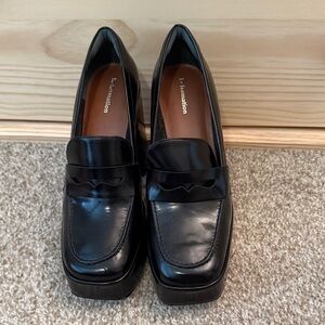 Reformation Black Platform Loafers
